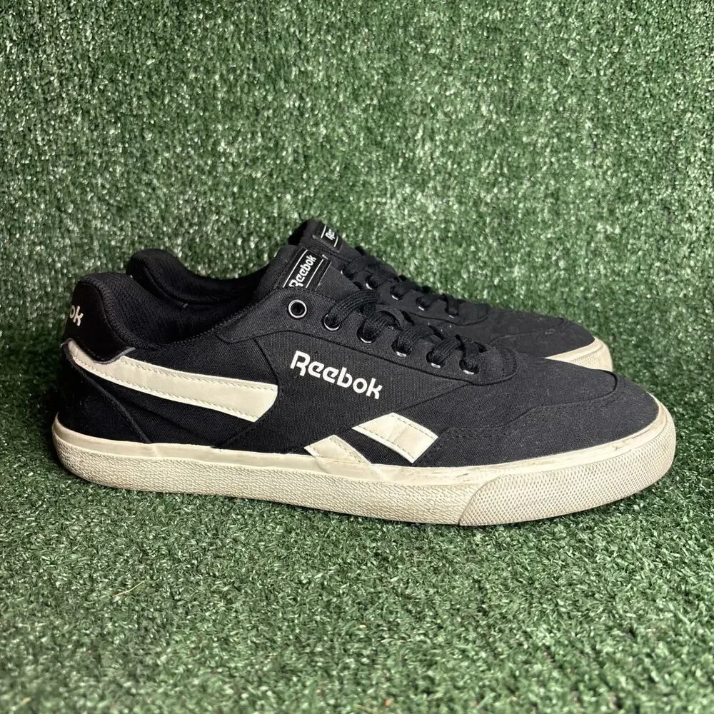Reebok Mens Court Advance Black Canvas Casual Shoes Sneakers Size‎ 12